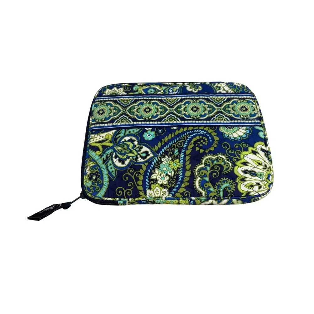 NWOT Vera Bradley iPad E Reader Case Navy Blue Lime green Floral, 8”x10”